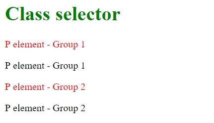 Class selector example code result