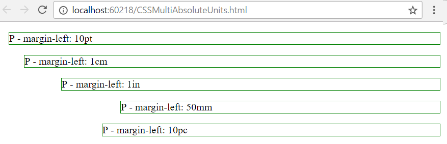 Different Absolute units usage example code output