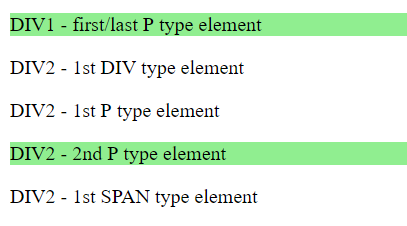 :last-of-type pseudo class example code result